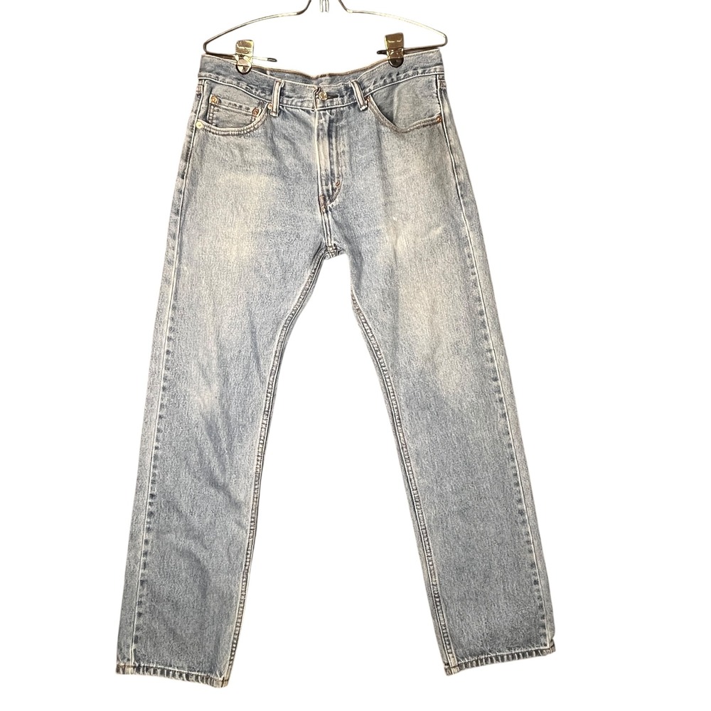 Mens Levi's 505 Straight Fit Jeans Light Wash VTG Denim 33x32 Fit 33x30 Grunge‎
